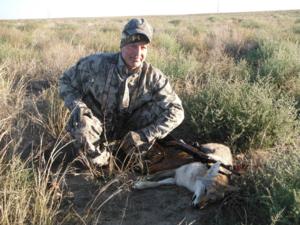 A great shot at 77 yards took this male coyote.   10-3-13