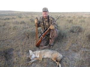 <p>They came in slow but 17 minutes later a pair trotted in.  A absolutely perferctly placed shot with a .204 ruger melted this coyote at 63 yards</p>