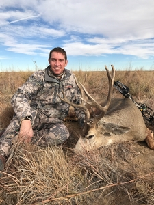 Long stalk with crawling slow. Amazing shot at 60 yards got this buck